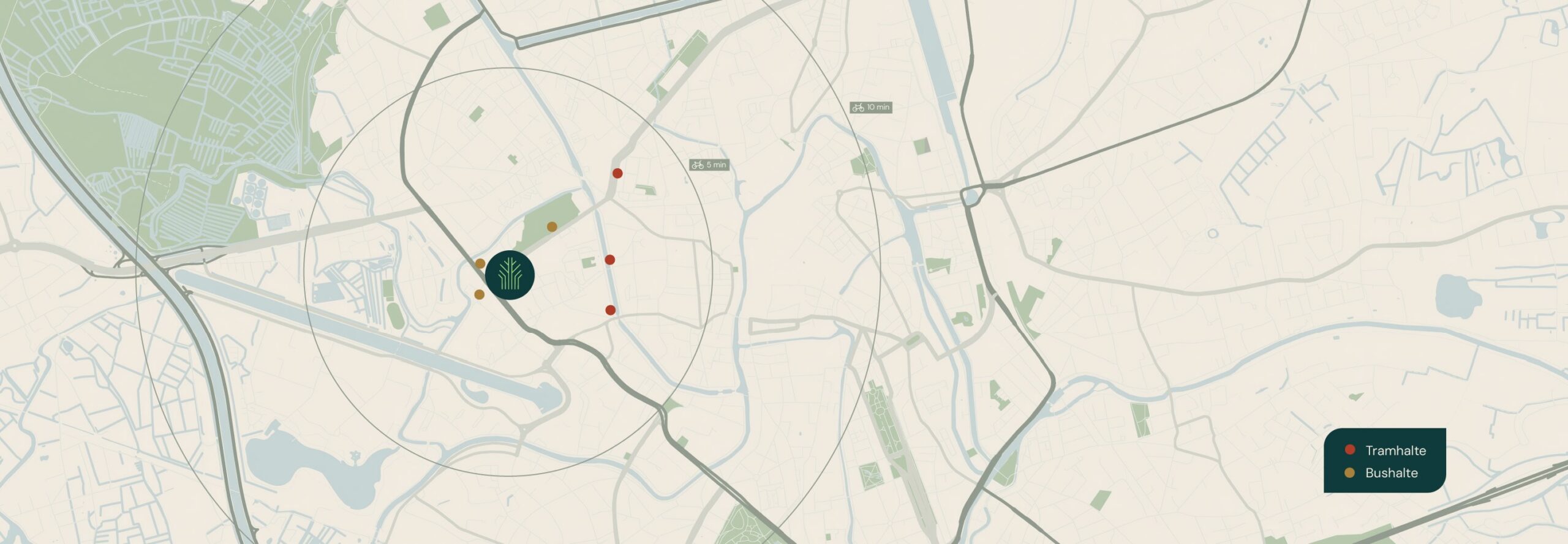 Ligging Groene Wandeling in Gent